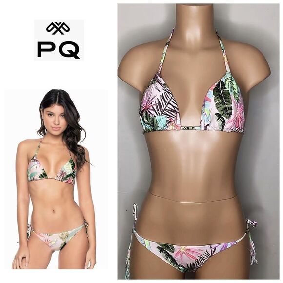 New. PQ tropical beaded teeny bikini. L-top/M-bottom. Retails $ 168